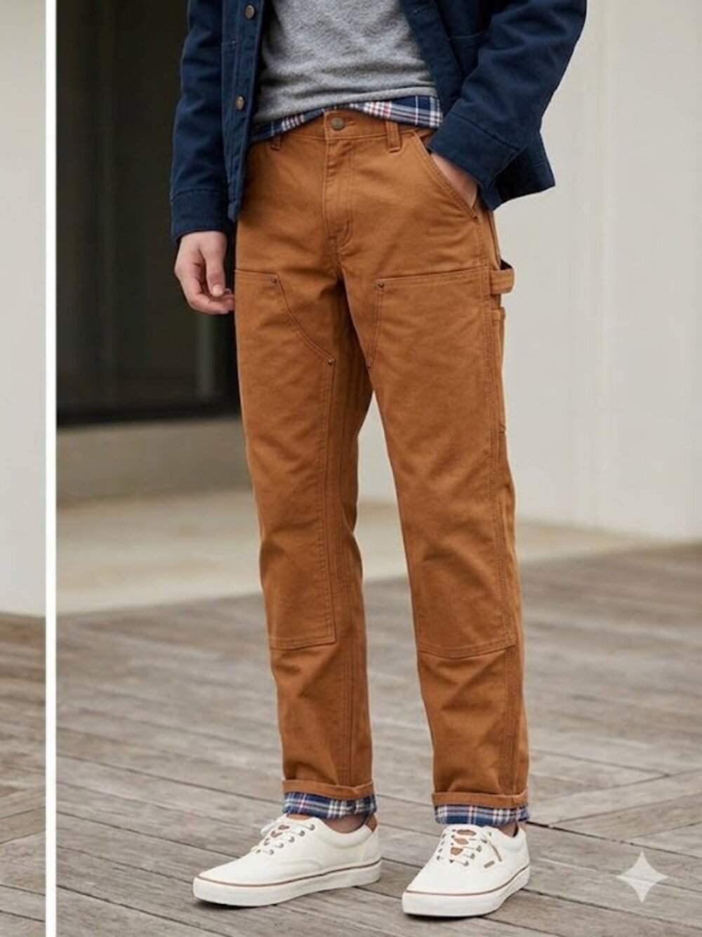 Carhart Boys Carpenter Pants Flannel Lined in Rust Brown